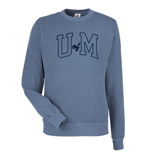 Michigan Initial Mark EMB Pigment-Dyed Fleece Crewneck - Denim