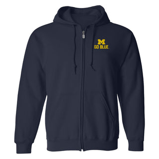 Michigan Spirit Block LC Full Zip Hoodie - Navy