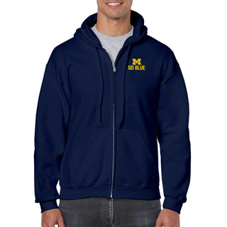 Michigan Spirit Block LC Full Zip Hoodie - Navy