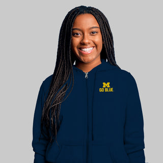 Michigan Spirit Block LC Full Zip Hoodie - Navy