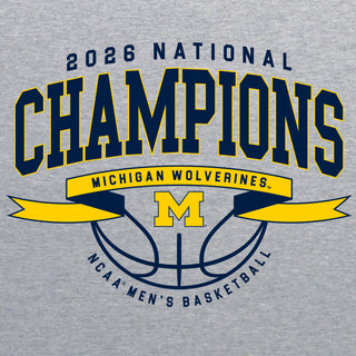 Michigan 2026 Basketball National Champions Ribbon Wings Hoodie - Sport Grey