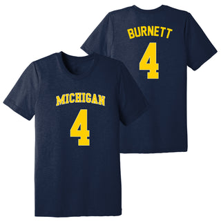 Michigan NIL Burnett 4 Canvas Triblend T-Shirt - Solid Navy