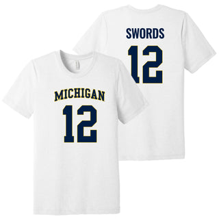 Michigan NIL Swords 12 Canvas Triblend T-Shirt - Solid White