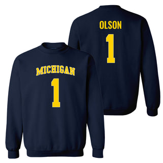 Michigan NIL Olson 1 Crewneck Sweatshirt - Navy