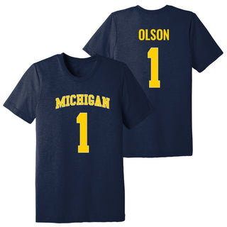 Michigan NIL Olson 1 Canvas Triblend T-Shirt - Solid Navy