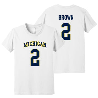Michigan NIL Brown 2 Canvas Jersey Youth T-Shirt - White