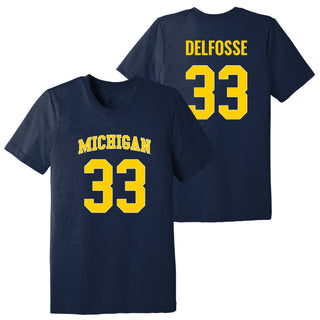 Michigan NIL Delfosse 33 Canvas Triblend T-Shirt - Solid Navy