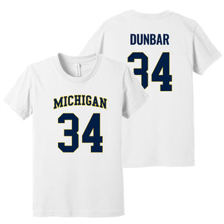 Michigan NIL Dunbar 34 Canvas Jersey Youth T-Shirt - White