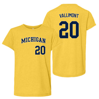 Michigan NIL Softball Vallimont 20 Triblend Youth T-Shirt - Yellow Gold