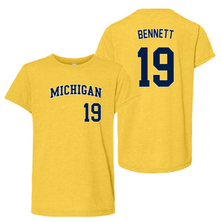 Michigan NIL Softball Bennett 19 Triblend Youth T-Shirt - Yellow Gold