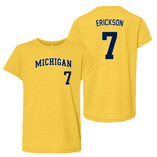 Michigan NIL Softball Erickson 7 Triblend Youth T-Shirt - Yellow Gold