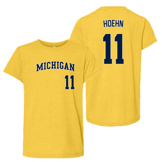 Michigan NIL Softball Hoehn 11 Triblend Youth T-Shirt - Yellow Gold