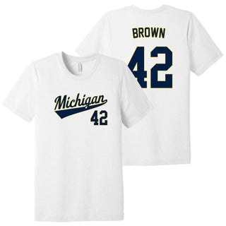 Michigan NIL Baseball Brown 42 Triblend T-Shirt - White
