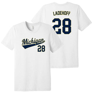 Michigan NIL Baseball Ladehoff 28 Triblend T-Shirt - White