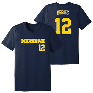 Michigan NIL Baseball Debiec 12 Triblend T-Shirt - Solid Navy