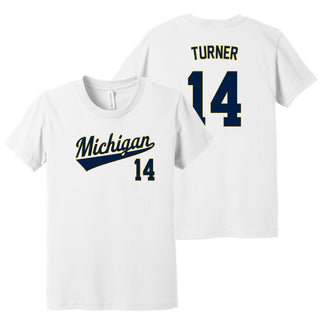 Michigan NIL Baseball Turner 14 Canvas Jersey Youth T-Shirt - White