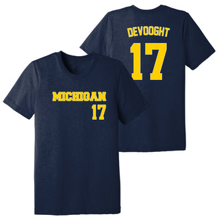 Michigan NIL Baseball DeVooght 17 Triblend T-Shirt - Solid Navy