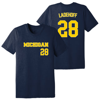 Michigan NIL Baseball Ladehoff 28 Triblend T-Shirt - Solid Navy