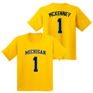 Michigan NIL Basketball McKenney 1 Youth T-Shirt - Daisy
