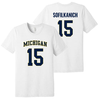 Michigan NIL Basketball Sofilkanich 15 Triblend T-Shirt - Solid White
