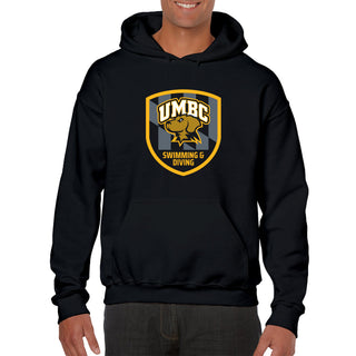 UMBC Retrievers Shield Logo Swimming & Diving Hoodie - Black