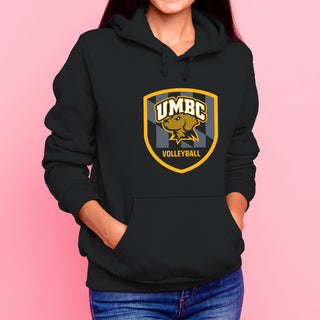 UMBC Retrievers Shield Logo Volleyball Hoodie - Black