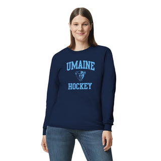 Maine Arch Logo Hockey Long Sleeve - Navy