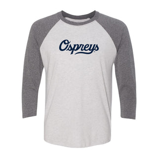 North Florida Script Logo NLA Triblend 3/4 Sleeve Raglan - Htr White / Prem Heather