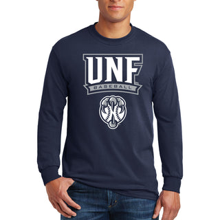 North Florida Ospreys Arch Logo Baseball Long Sleeve T-Shirt - Navy