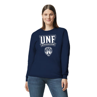 North Florida Ospreys Arch Logo Basketball Long Sleeve T-Shirt - Navy