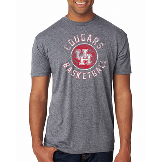 University of Houston Cougars Basketball Distress Short Sleeve T-Shirt - Premium Heather