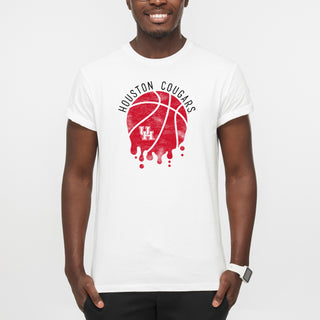 University of Houston Cougars Basketball Dribble Basic Cotton Short Sleeve T Shirt - White