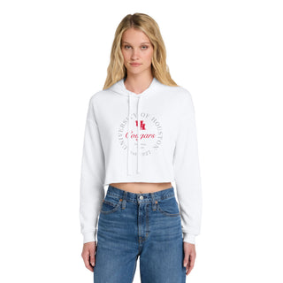 Houston Roundabout Women’s Cropped Fleece Hoodie - White
