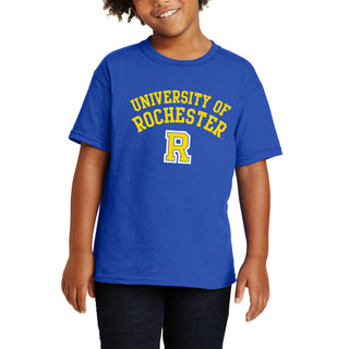 University of Rochester Yellowjackets Arch Logo Youth Short Sleeve T Shirt - Royal