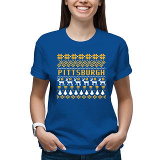 Pittsburgh Panthers Holiday Sweater T-Shirt - Royal