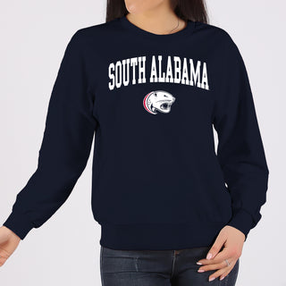 South Alabama Jaguars Arch Logo Crewneck Sweatshirt - Navy