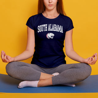 South Alabama Jaguars Arch Logo Womens T Shirt - Navy