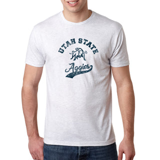 Utah State Aggies Retro Script NLA Triblend T-Shirt - Heather White
