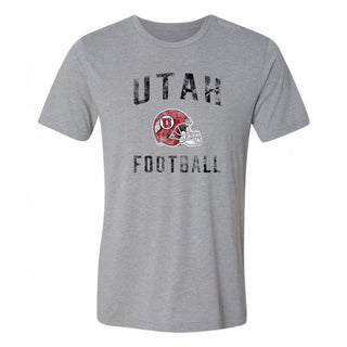 Utah Utes Faded Football Helmet Triblend T-Shirt - Athletic Grey
