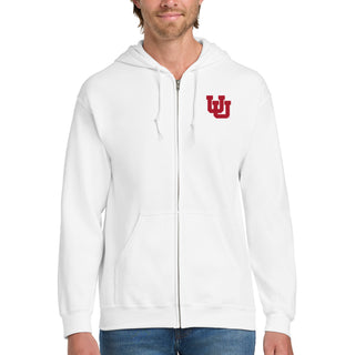 Utah Utes Primary Logo Left Chest Full-Zip Hoodie - White