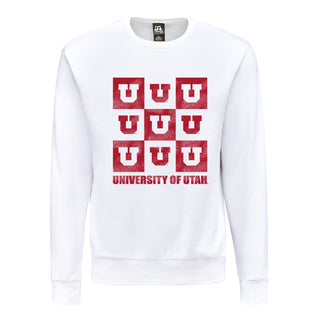 Utah Utes Checkerbox JA BTB Crewneck - White