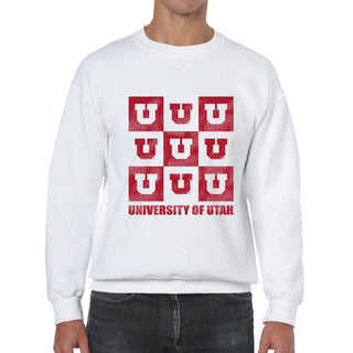 Utah Utes Checkerbox JA BTB Crewneck - White