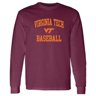Virginia Tech Arch Logo Baseball Long Sleeve - Maroon