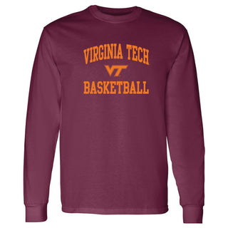 Virginia Tech Arch Logo Basketball Long Sleeve - Maroon