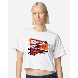 Virginia Tech Cute Pennant Womens Fine Jersey Boxy Tee - White