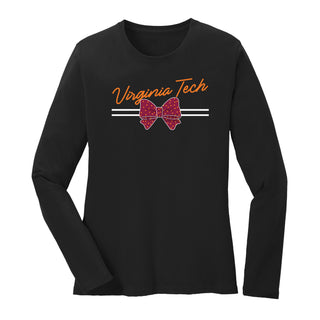 Virginia Tech Bow Script Womens Long Sleeve - Black
