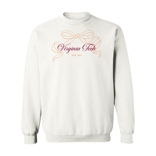 Virginia Tech Delicate Bow Crewneck Sweatshirt - White