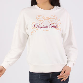 Virginia Tech Delicate Bow Crewneck Sweatshirt - White