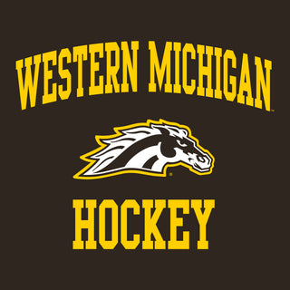 Western Michigan University Broncos Arch Logo Hockey Long Sleeve T Shirt - Dark Chocolate