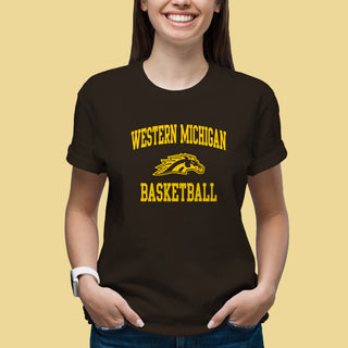 Western Michigan Arch Logo Basketball T-Shirt - Dark Chocolate